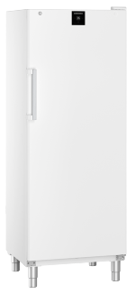 White storage refrigerator with reversible self-closing door