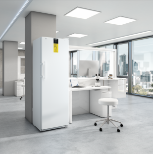 Spark-free laboratory coolers and freezers.